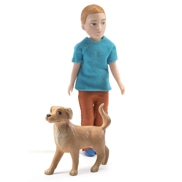 DJECO Puppenhaus Puppe Xavier mit Hund - (DJ07807)